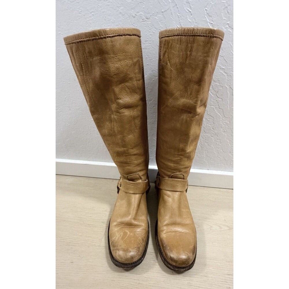 FRYE 76850 PHILLIP HARNESS Tall Back Zip Leather Motorcycle Riding Boots Sz 7 - Picture 2 of 8